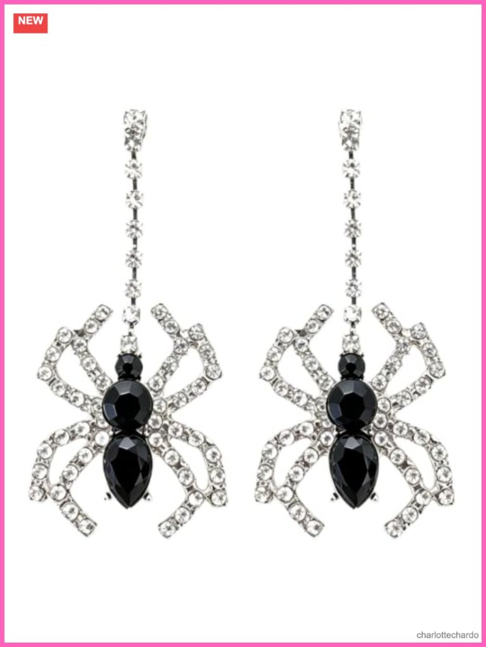 Gothic Spider Dangle Earrings Women Crystal Drop Halloween Jewelry